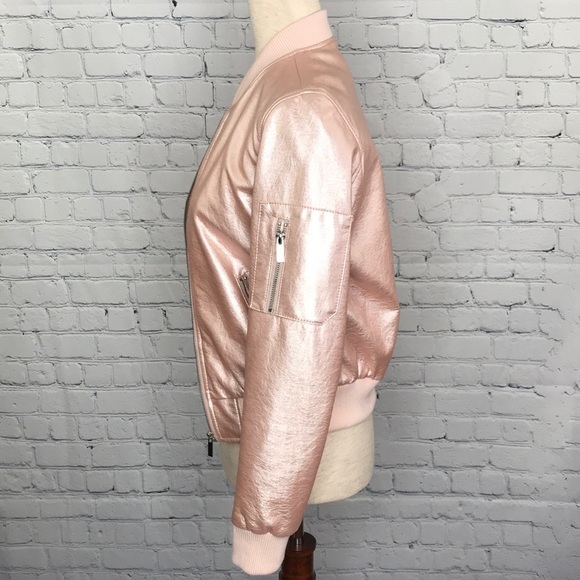 FOREVER 21 Rose Gold Bomber Jacket sz S - Picture 4 of 8